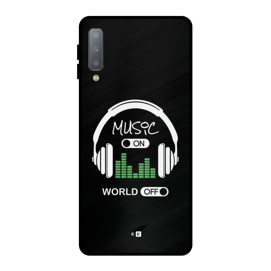 Music On World Off Metal Back Case for Galaxy A7 (2018)