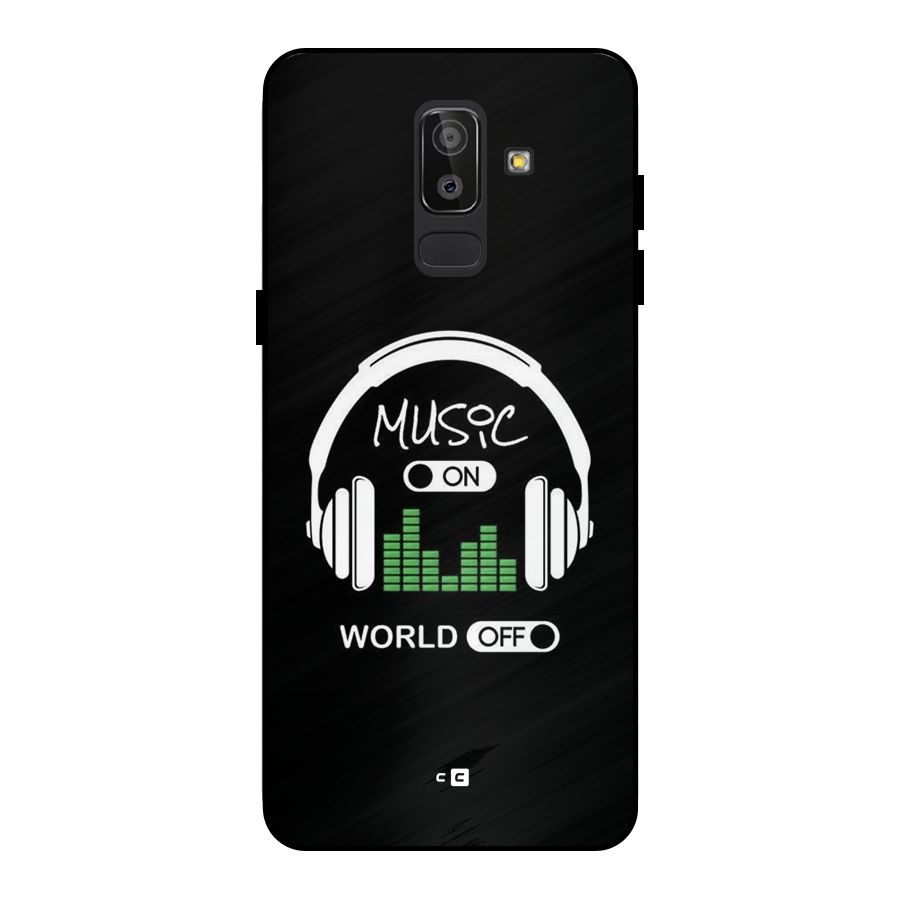 Music On World Off Metal Back Case for Galaxy J8