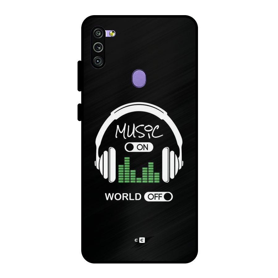 Music On World Off Metal Back Case for Galaxy M11