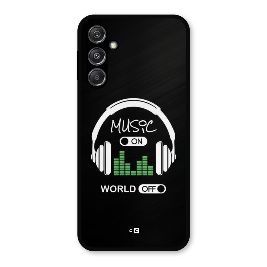 Music On World Off Metal Back Case for Galaxy M34 5G