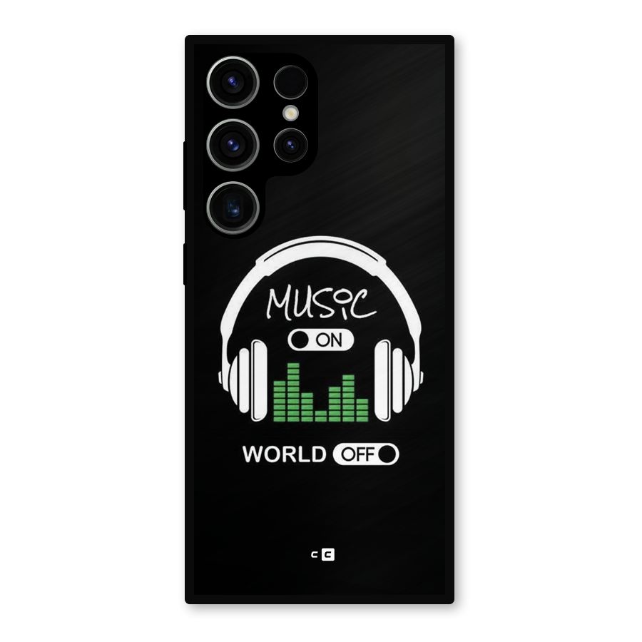 Music On World Off Metal Back Case for Galaxy S23 Ultra