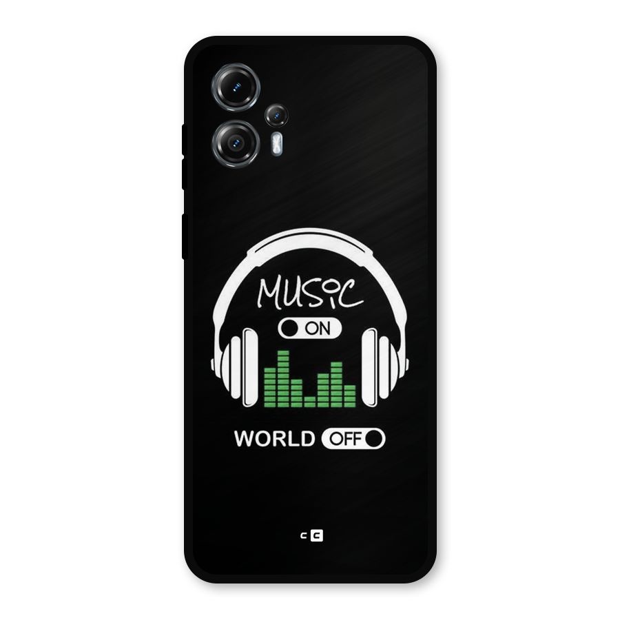 Music On World Off Metal Back Case for Moto G13