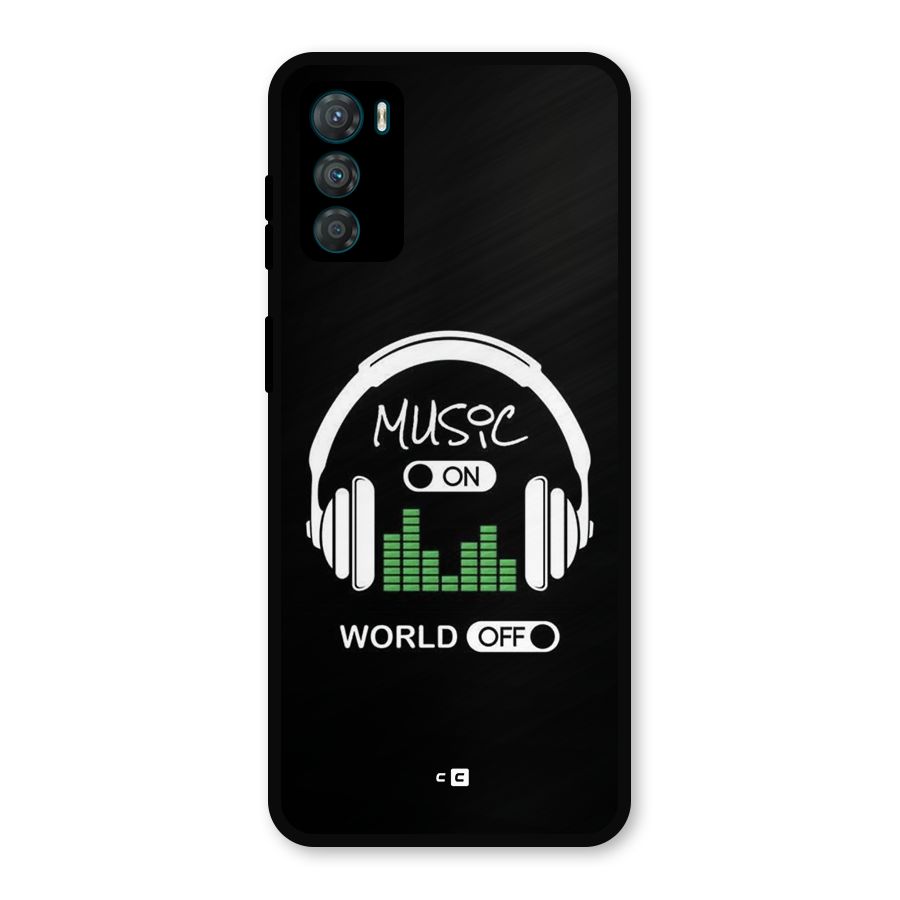 Music On World Off Metal Back Case for Moto G42