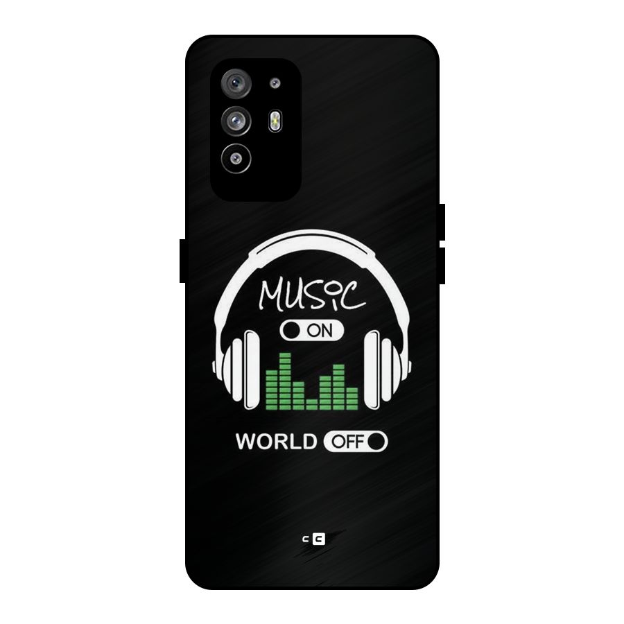 Music On World Off Metal Back Case for Oppo F19 Pro Plus 5G