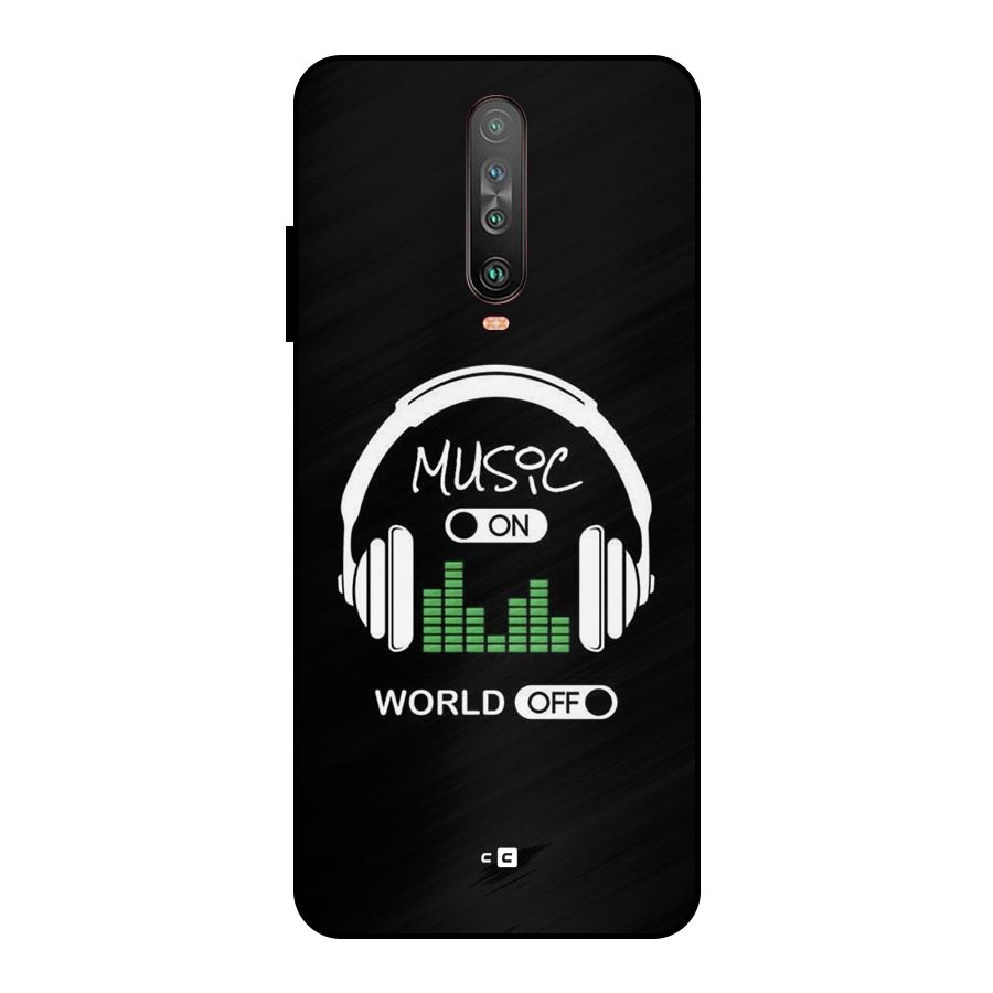 Music On World Off Metal Back Case for Poco X2