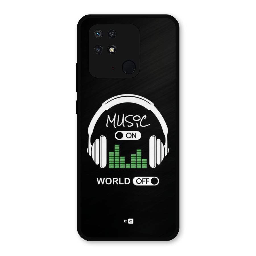 Music On World Off Metal Back Case for Redmi 10