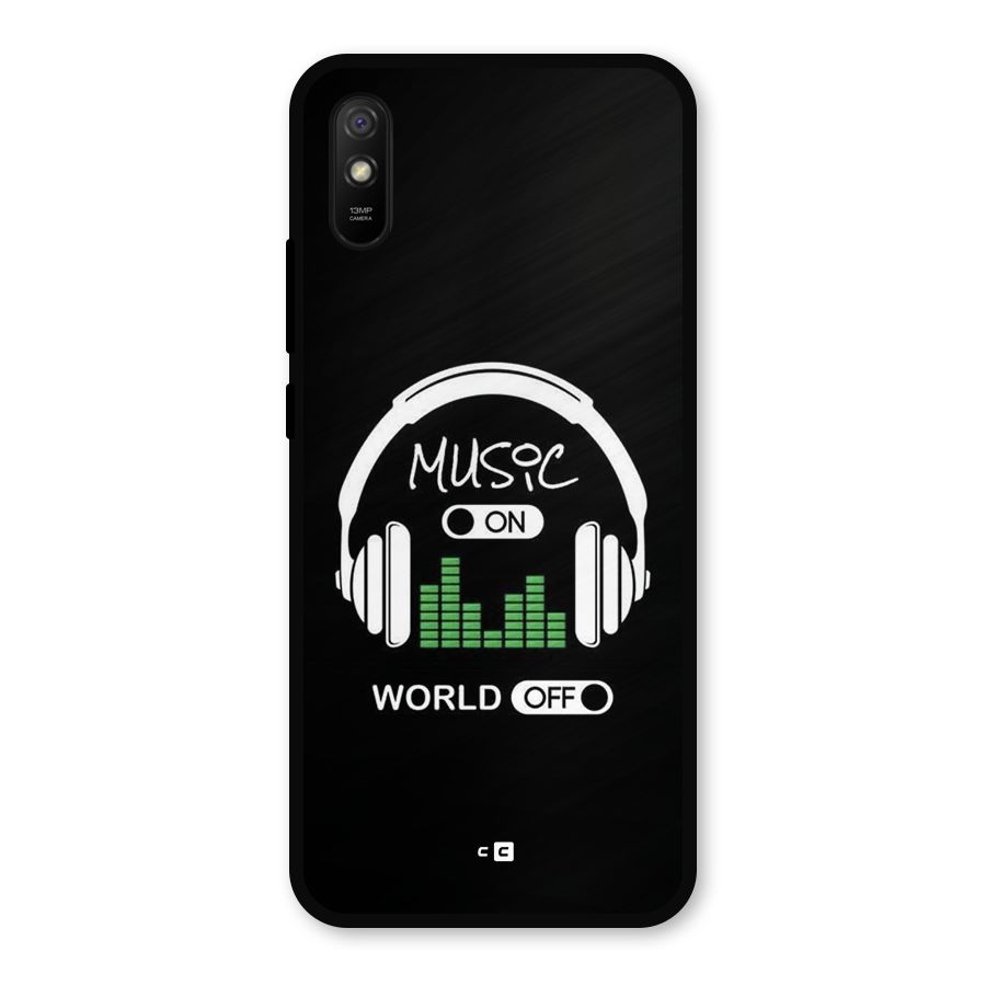 Music On World Off Metal Back Case for Redmi 9a