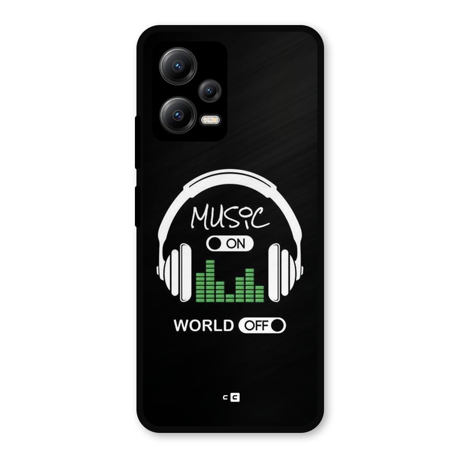 Music On World Off Metal Back Case for Redmi Note 12 5G