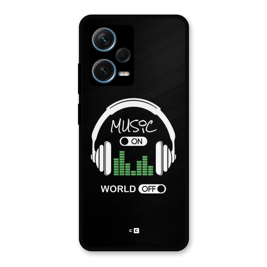 Music On World Off Metal Back Case for Redmi Note 12 Pro Plus 5G