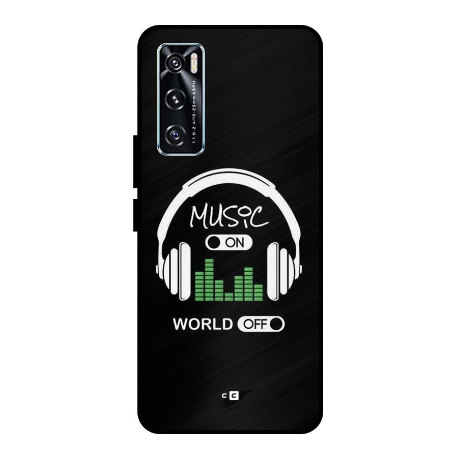 Music On World Off Metal Back Case for Vivo V20 SE