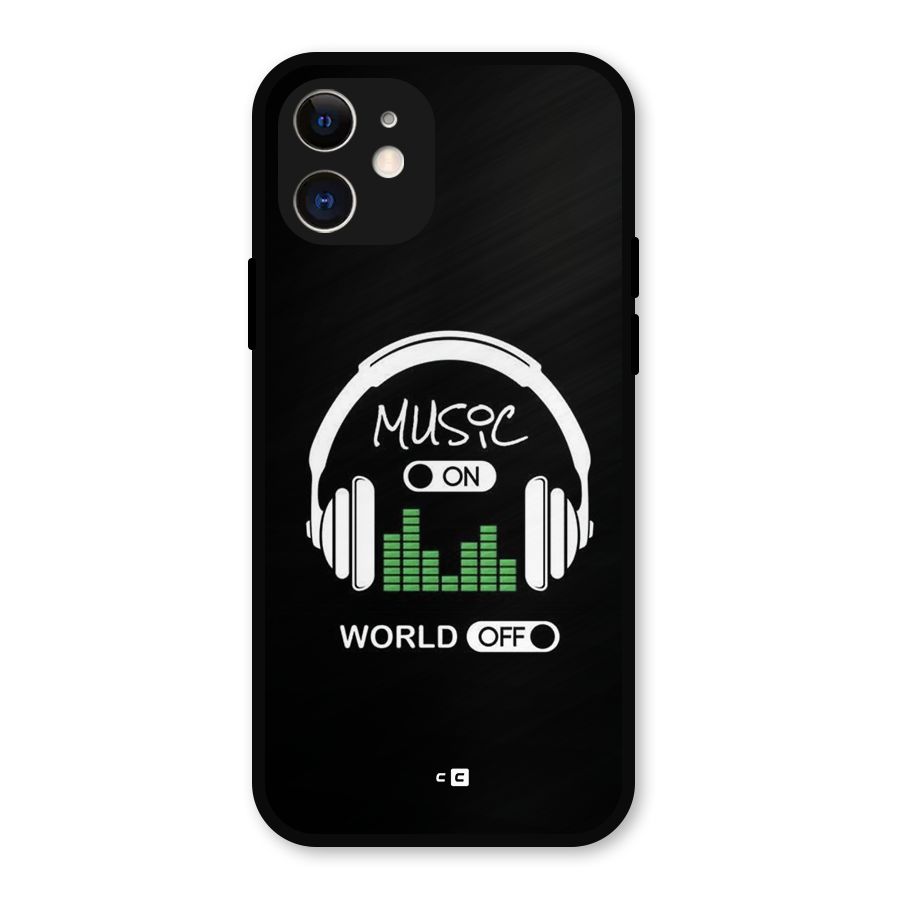 Music On World Off Metal Back Case for iPhone 12