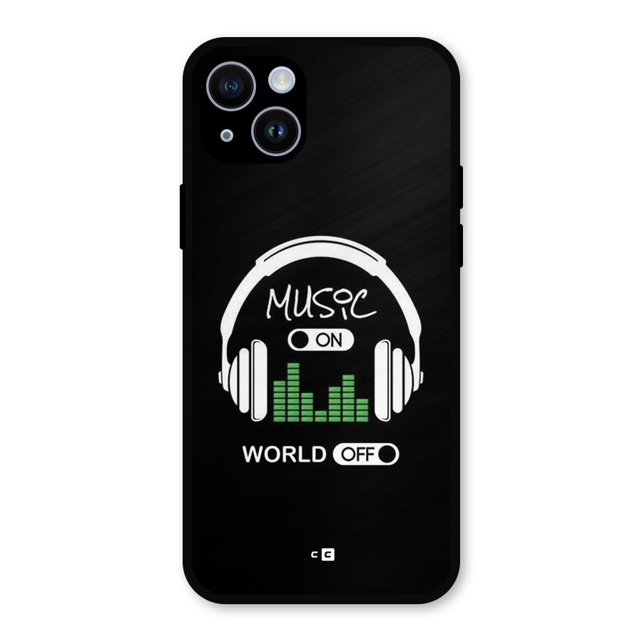 Music On World Off Metal Back Case for iPhone 14