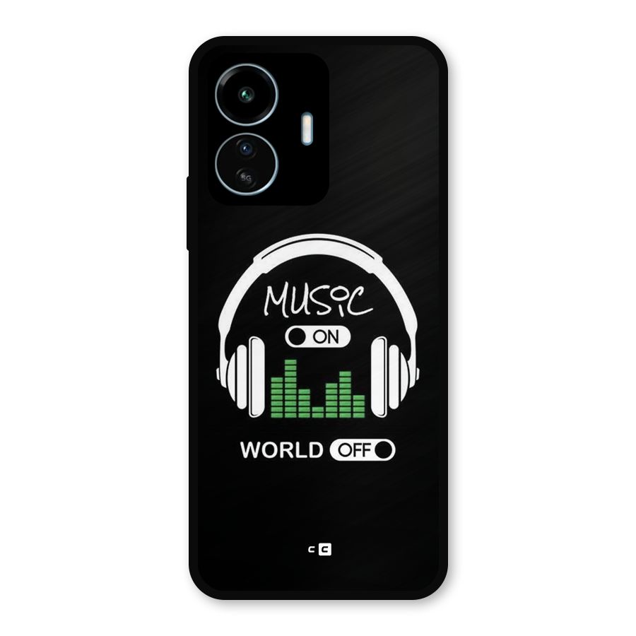 Music On World Off Metal Back Case for vivo iQOO Z6 Lite 5G