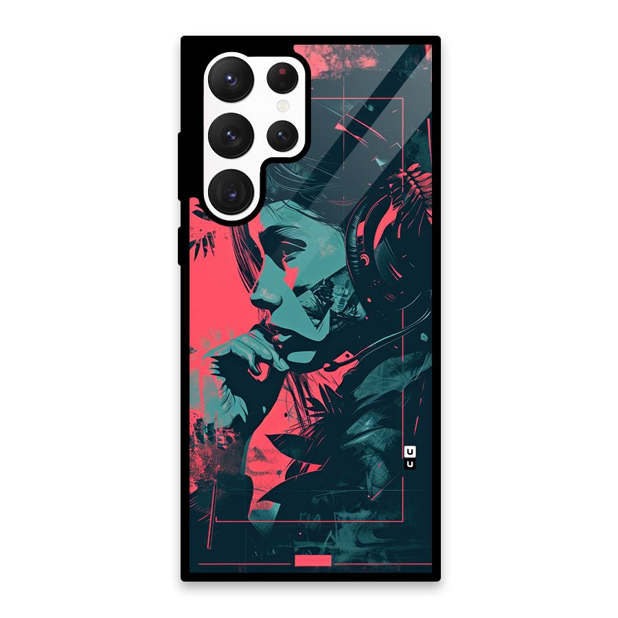 Musical Illustration Glass Back Case for Galaxy S22 Ultra 5G