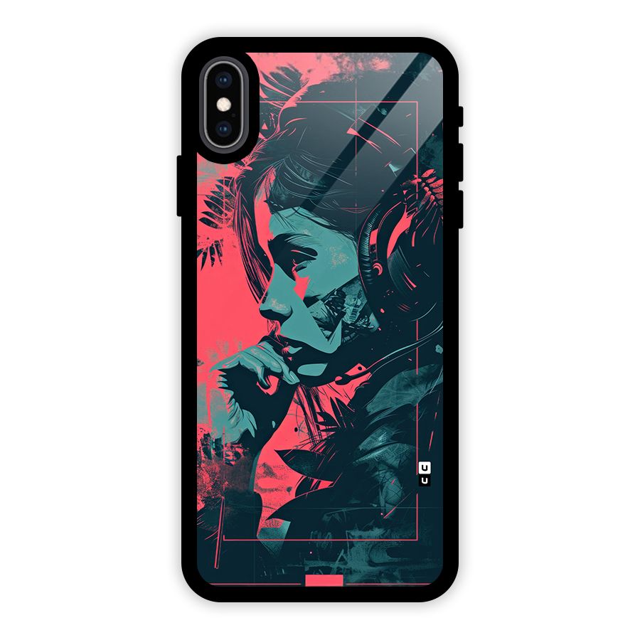 Musical Illustration Glass Back Case for iPhone XS Max