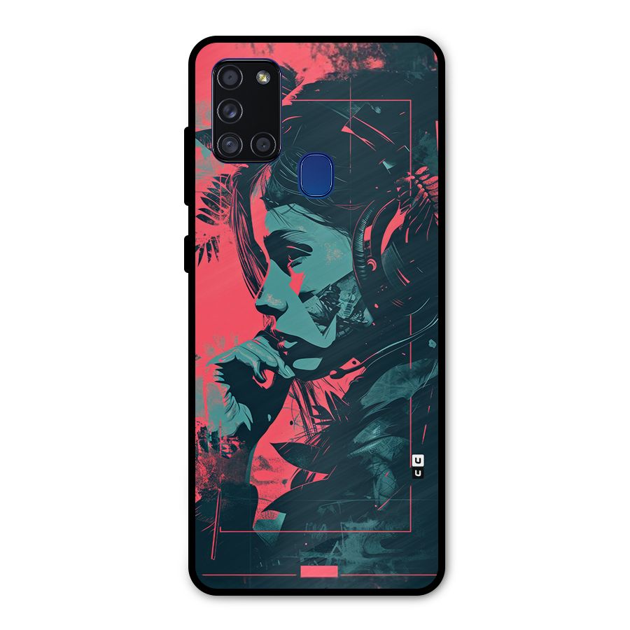 Musical Illustration Metal Back Case for Galaxy A21s