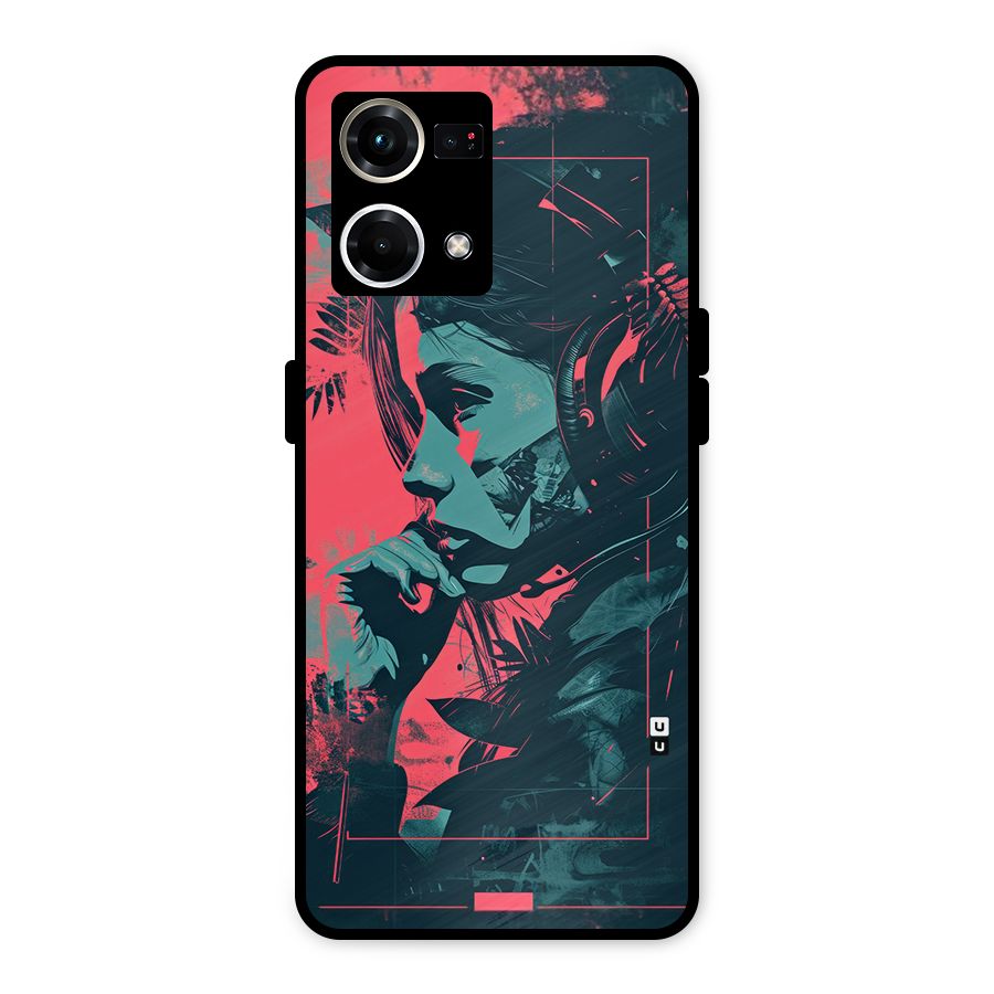 Musical Illustration Metal Back Case for Oppo F21 Pro 4G