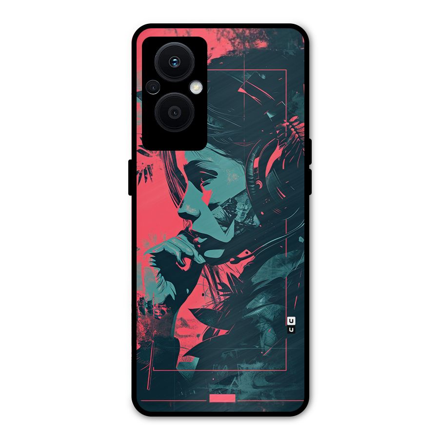 Musical Illustration Metal Back Case for Oppo F21 Pro 5G