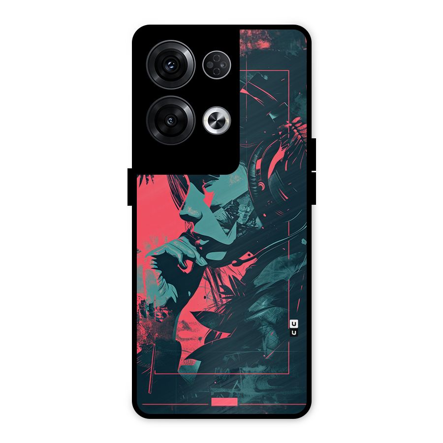 Musical Illustration Metal Back Case for Oppo Reno8 Pro 5G