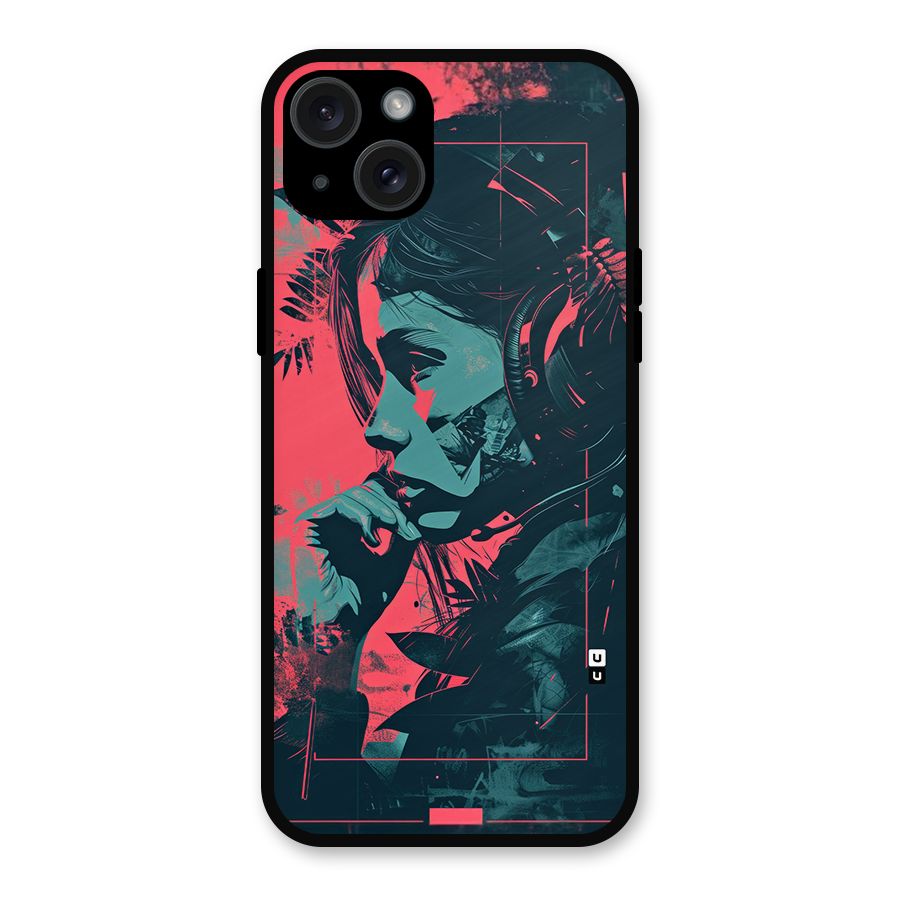 Musical Illustration Metal Back Case for iPhone 15 Plus