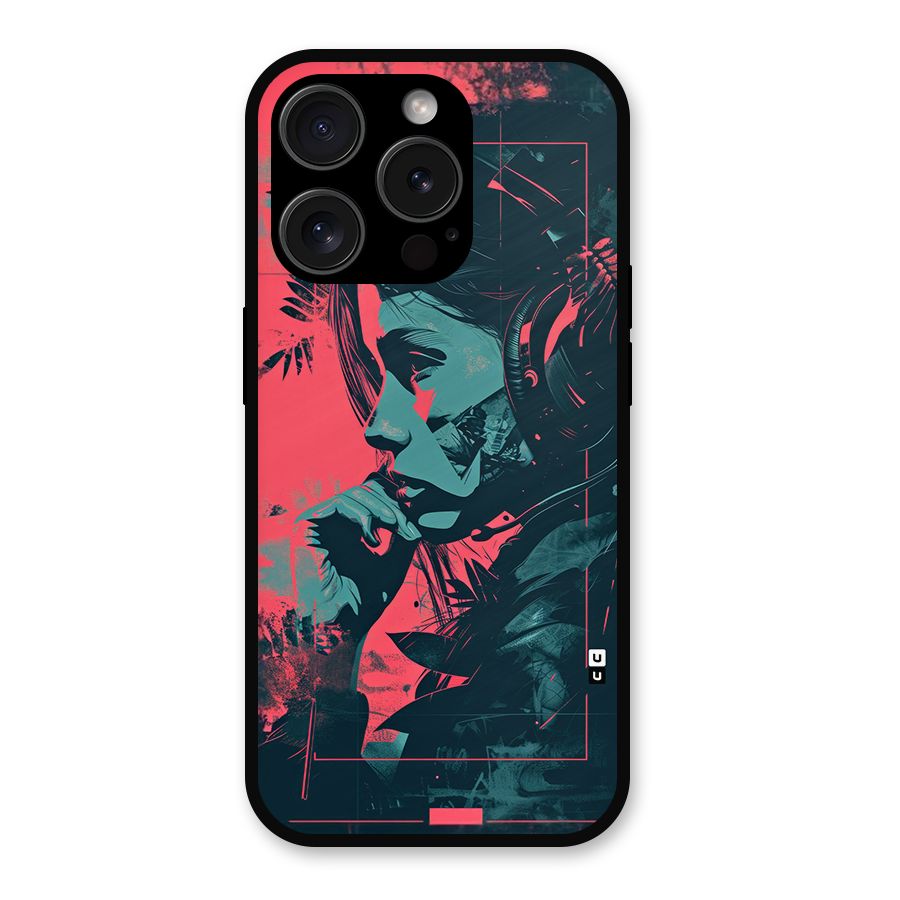 Musical Illustration Metal Back Case for iPhone 15 Pro