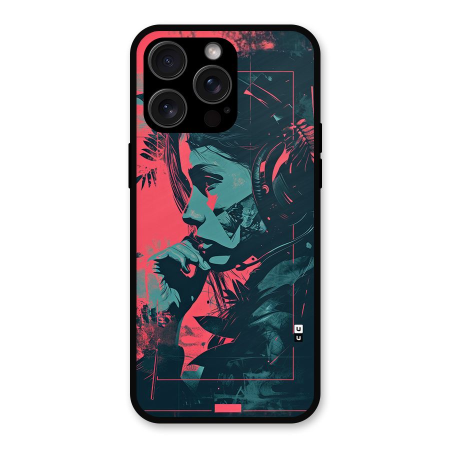 Musical Illustration Metal Back Case for iPhone 15 Pro Max
