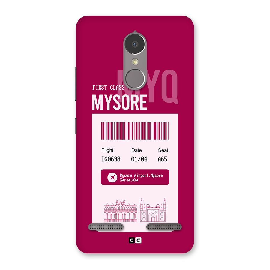Mysore Boarding Pass Back Case for Lenovo K6