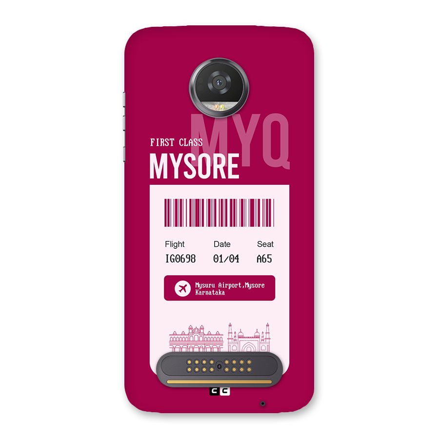 Mysore Boarding Pass Back Case for Moto Z2 Play