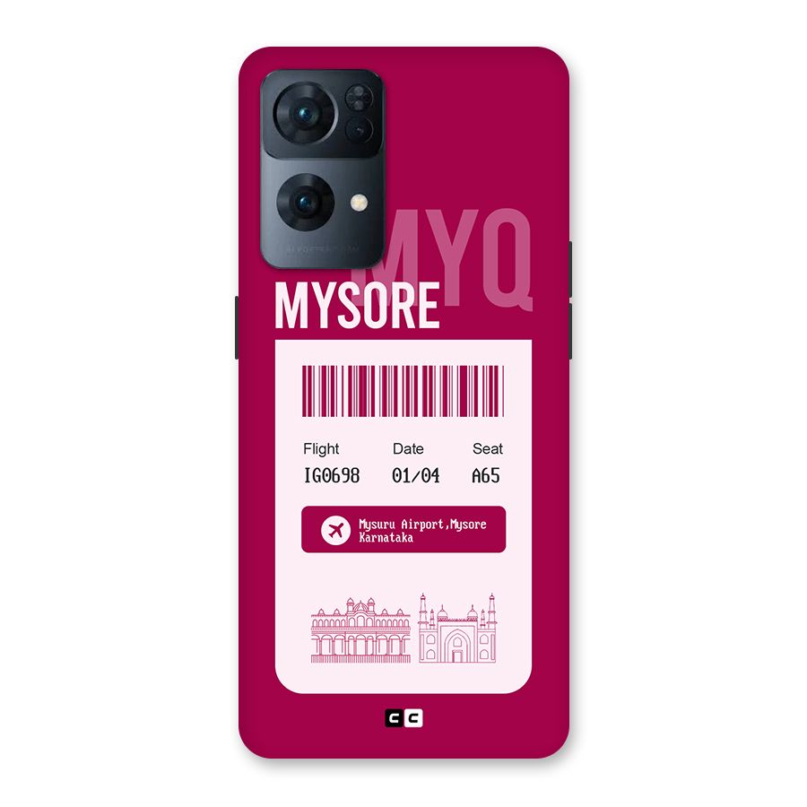 Mysore Boarding Pass Back Case for Oppo Reno7 Pro 5G