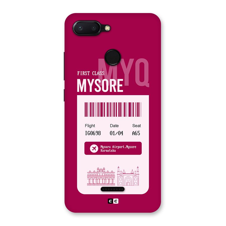Mysore Boarding Pass Back Case for Redmi 6