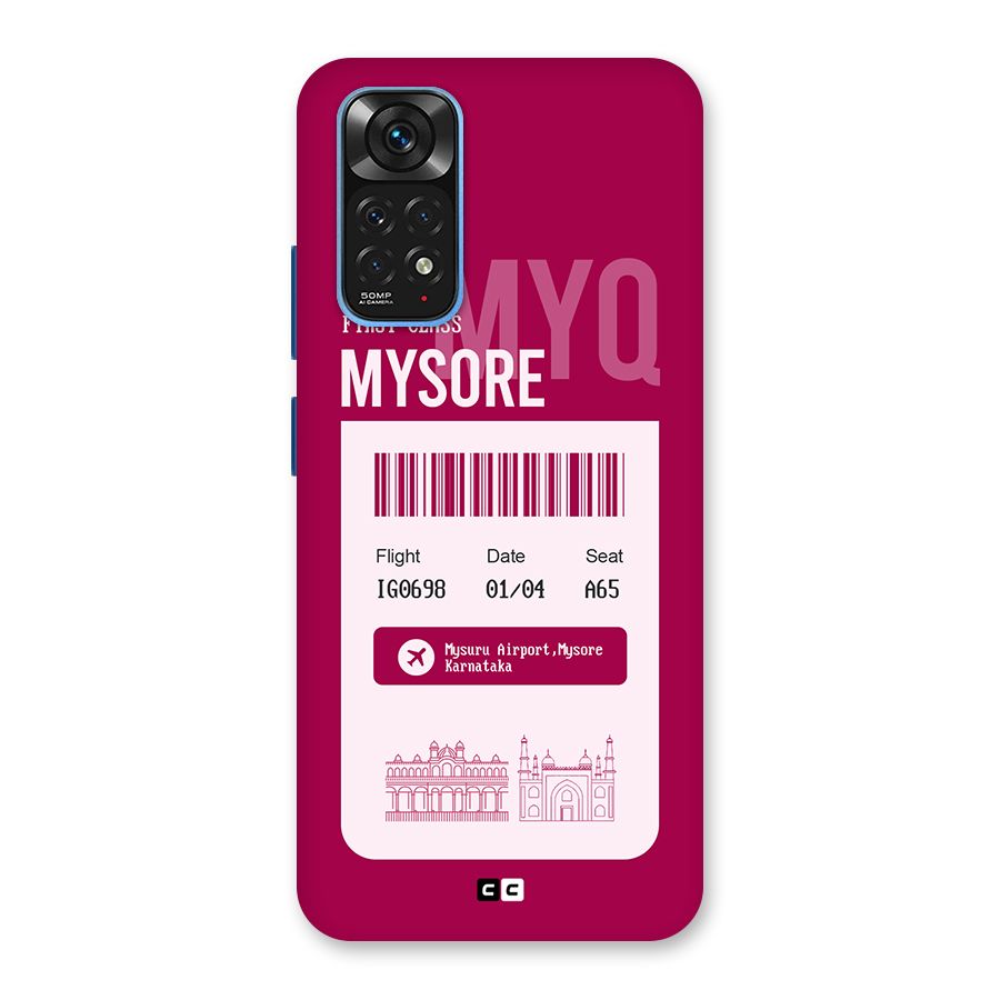 Mysore Boarding Pass Back Case for Redmi Note 11S