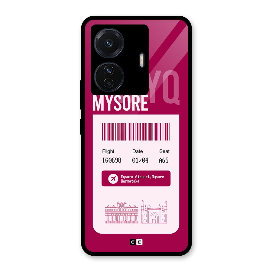 Mysore Boarding Pass Glass Back Case for Vivo T1 Pro