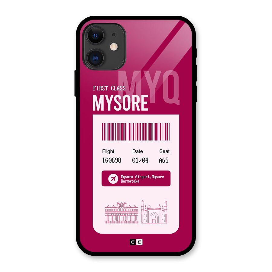 Mysore Boarding Pass Glass Back Case for iPhone 11