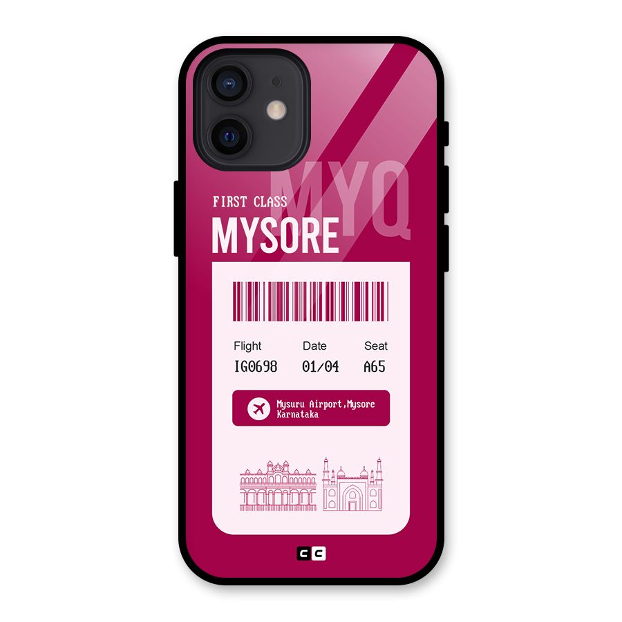 Mysore Boarding Pass Glass Back Case for iPhone 12