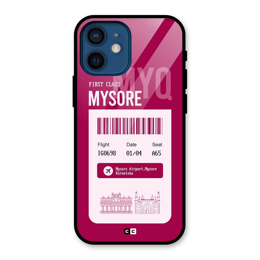 Mysore Boarding Pass Glass Back Case for iPhone 12 Mini