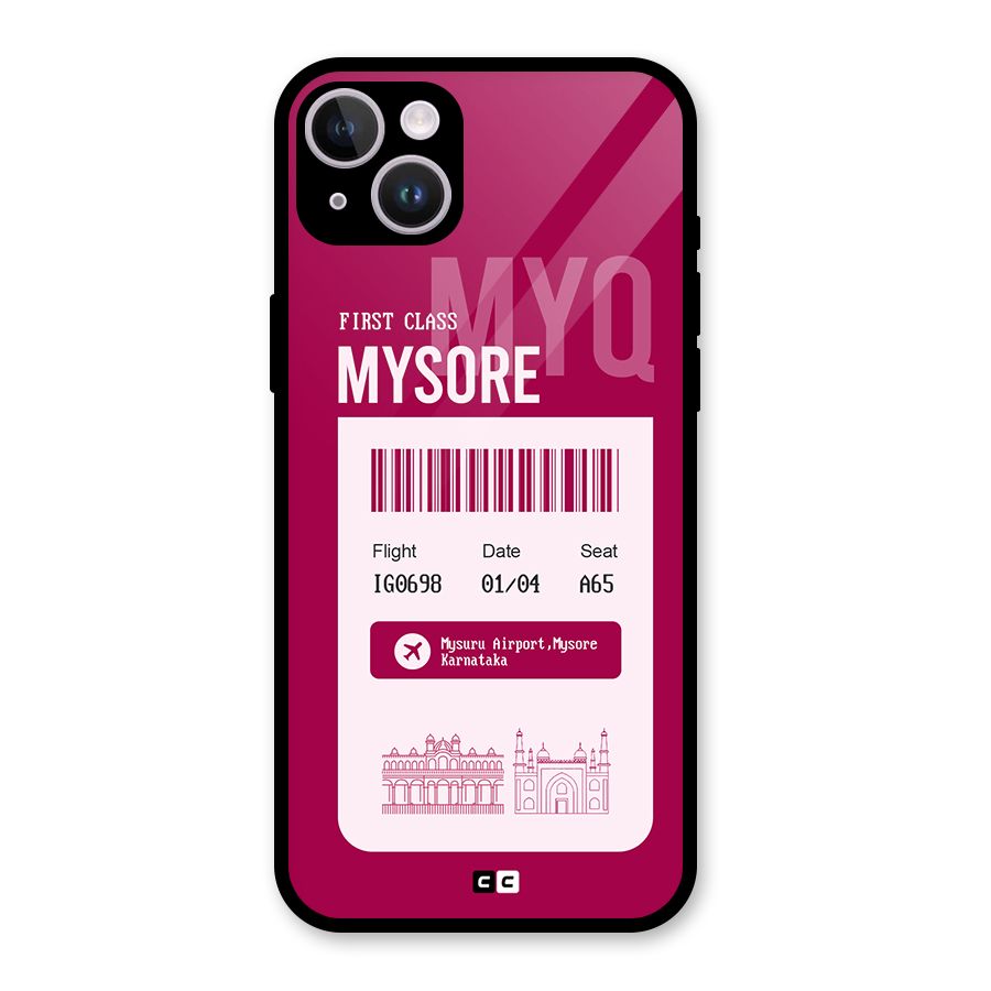 Mysore Boarding Pass Glass Back Case for iPhone 14 Plus