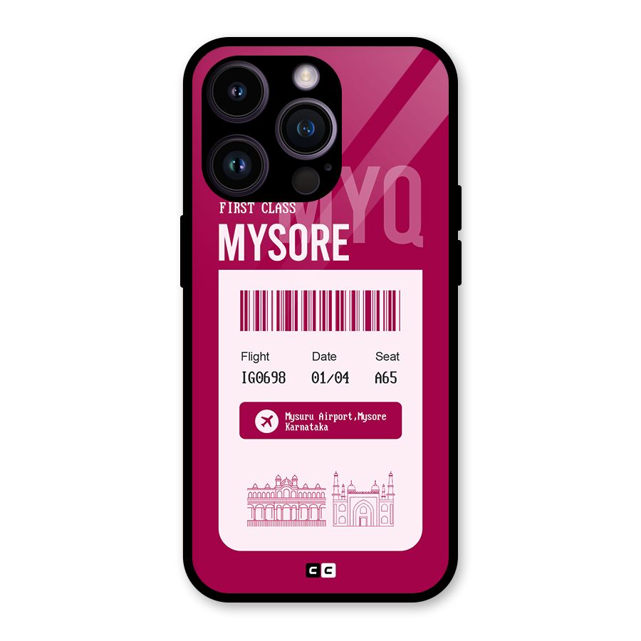 Mysore Boarding Pass Glass Back Case for iPhone 14 Pro