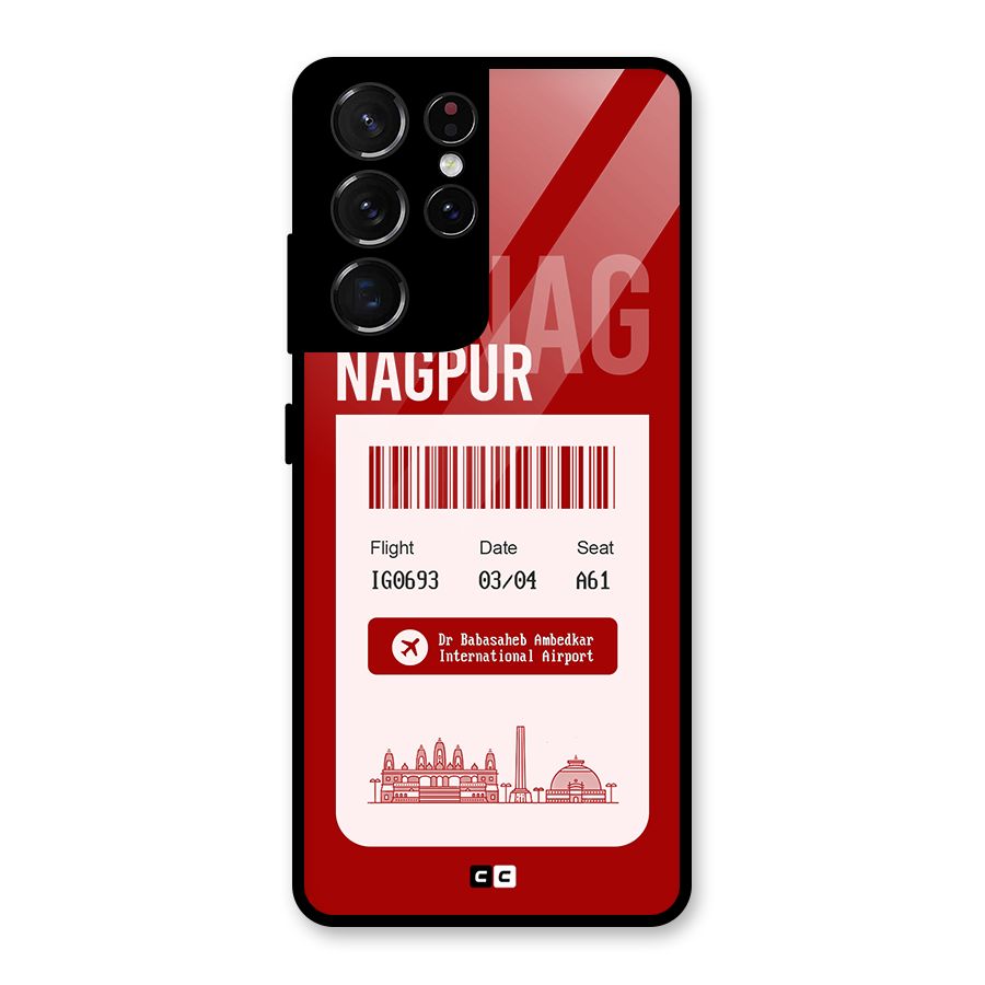Nagpur Boarding Pass Glass Back Case for Galaxy S21 Ultra 5G