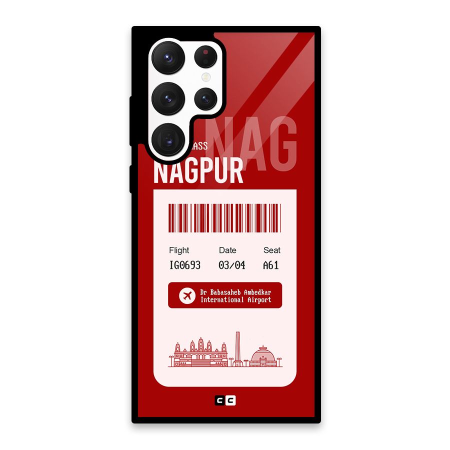 Nagpur Boarding Pass Glass Back Case for Galaxy S22 Ultra 5G