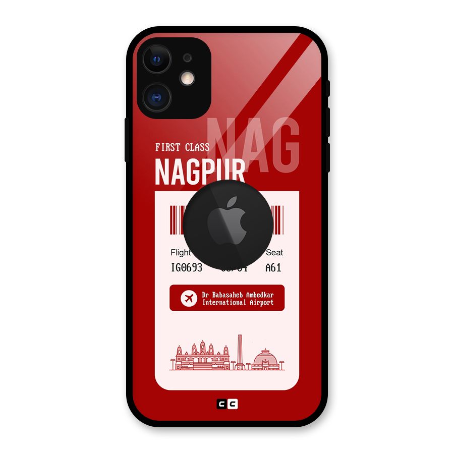 Nagpur Boarding Pass Glass Back Case for iPhone 11 Logo Cut