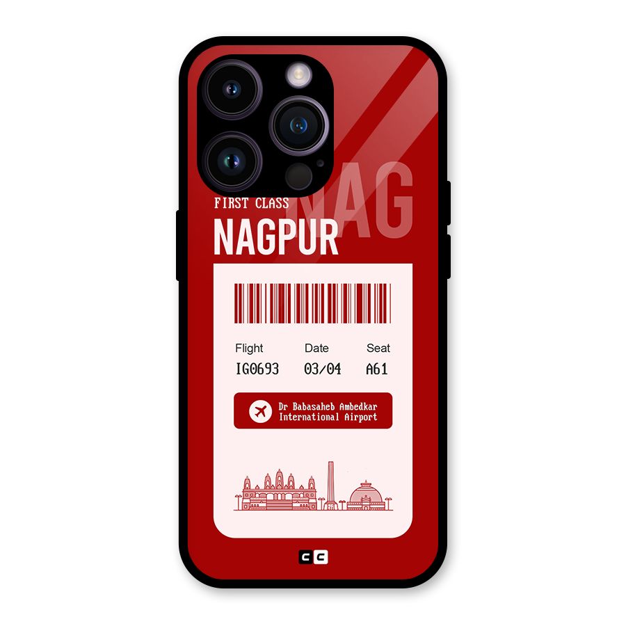 Nagpur Boarding Pass Glass Back Case for iPhone 14 Pro