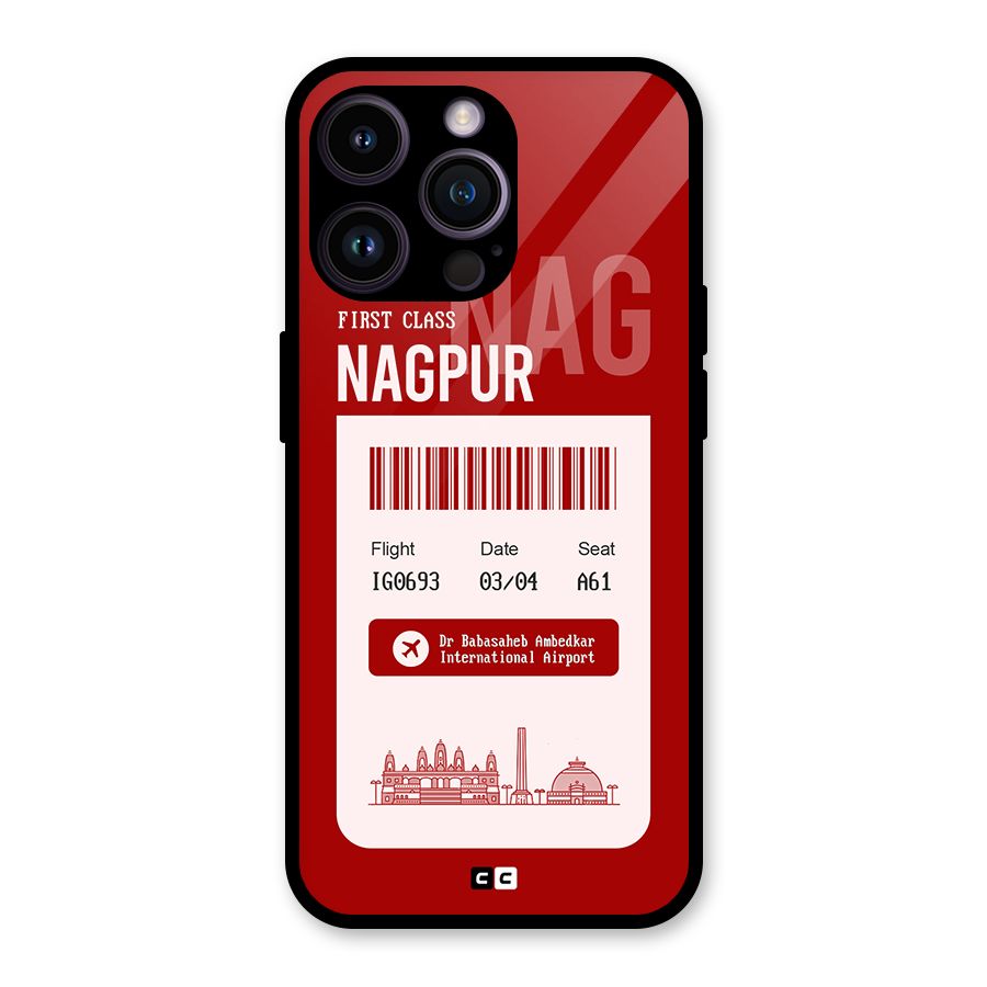 Nagpur Boarding Pass Glass Back Case for iPhone 14 Pro Max