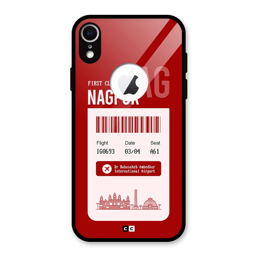 Nagpur Boarding Pass Glass Back Case for iPhone XR Logo Cut