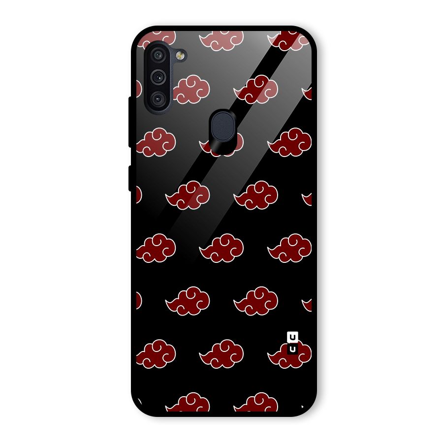 Naruto Akatsuki Pattern Glass Back Case for Galaxy M11