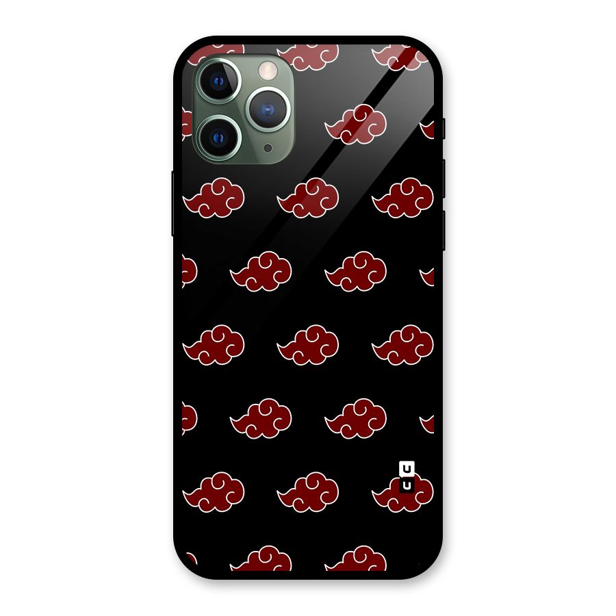 Naruto Akatsuki Pattern Glass Back Case for iPhone 11 Pro