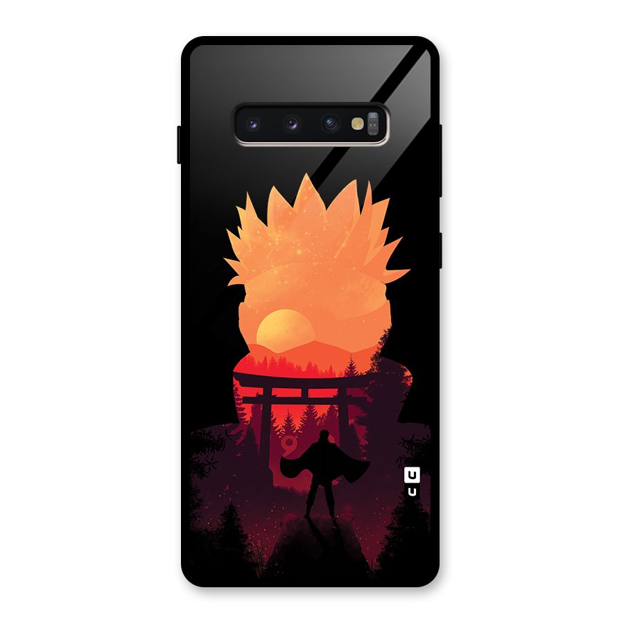 Naruto Anime Sunset Art Glass Back Case for Galaxy S10 Plus