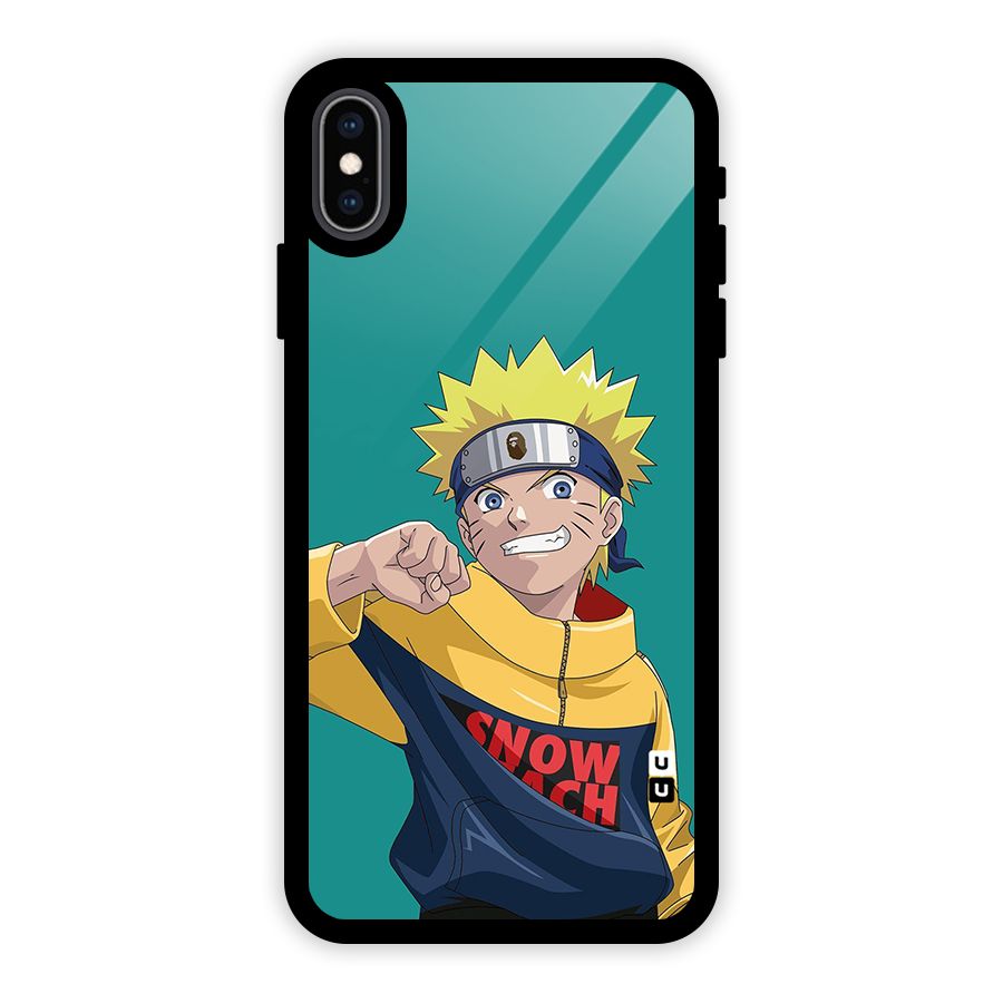 Naruto Snow Beach Art Glass Back Case for iPhone XS Max