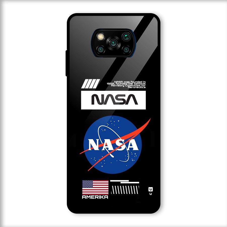 Nasa Zone Glass Back Case for Poco X3