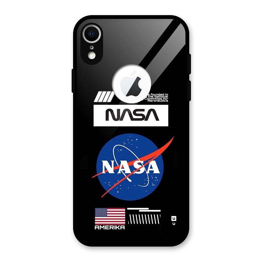 Nasa Zone Glass Back Case for iPhone XR Logo Cut