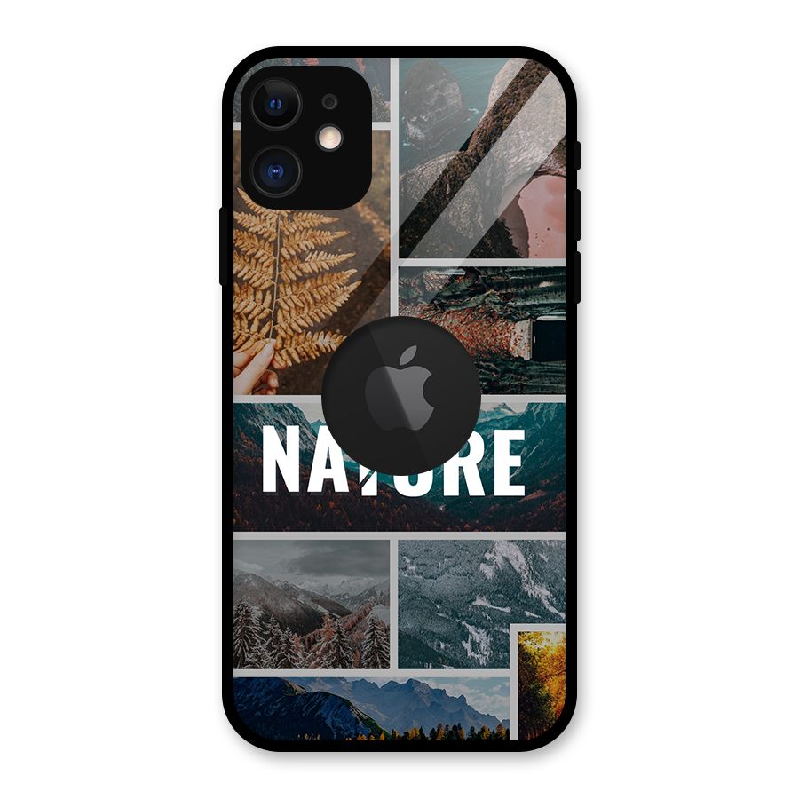 Nature Travel Glass Back Case for iPhone 11 Logo Cut